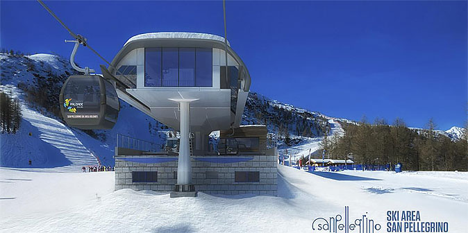 Nowa gondola w regionie Alpe Lusia - Passo San Pellegrino Nowa gondola w regionie Alpe Lusia - Passo San Pellegrino