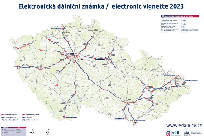 Mapa płatnych odcinków autostrad w Czechach żródło: SFID Mapa płatnych odcinków autostrad w Czechach żródło: SFID